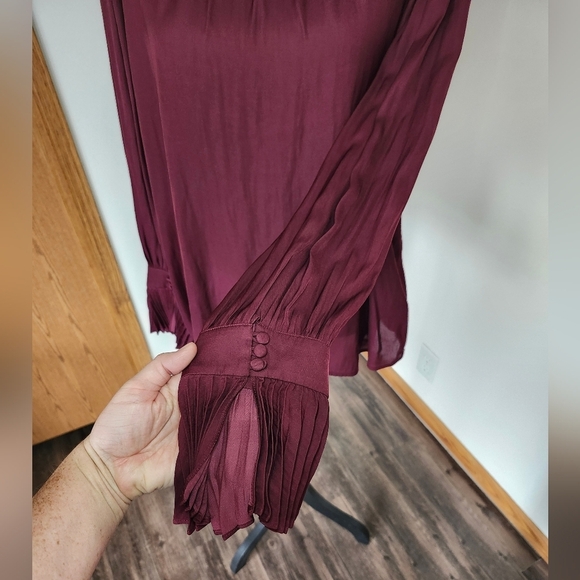 Veronika Maine Burgundy Frill Neck Shirt - Picture 3 of 7